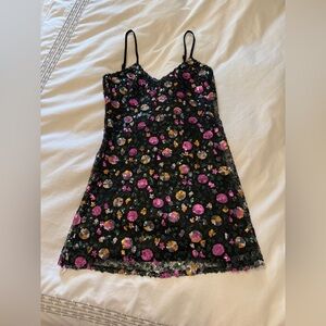 superdown Sequin Floral Chemise - Black and Multicolor